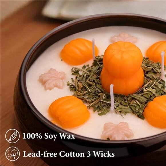 Fall Decor - Fall Decorations for Home -‎ Fall Pumpkin Maple Leaf Candles - Picture 5 of 6